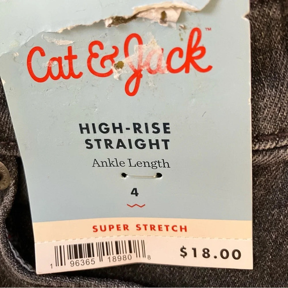 🐱 Cat & Jack Girl’s High-Rise Ankle Length Super Stretch Black Jeans (4) - Picture 3 of 5